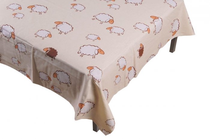 Prześcieradło BARANKI 160x200 - bez gumki, wz. kremowe