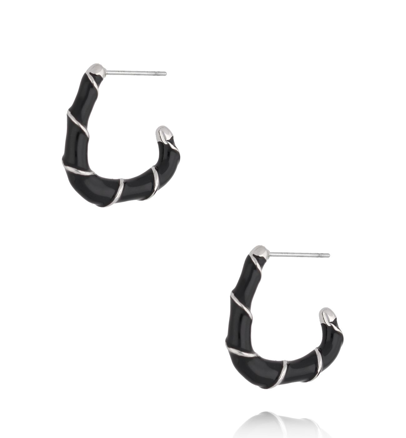 Kolczyki emaliowane czarne KSY0224 - By Dziubeka