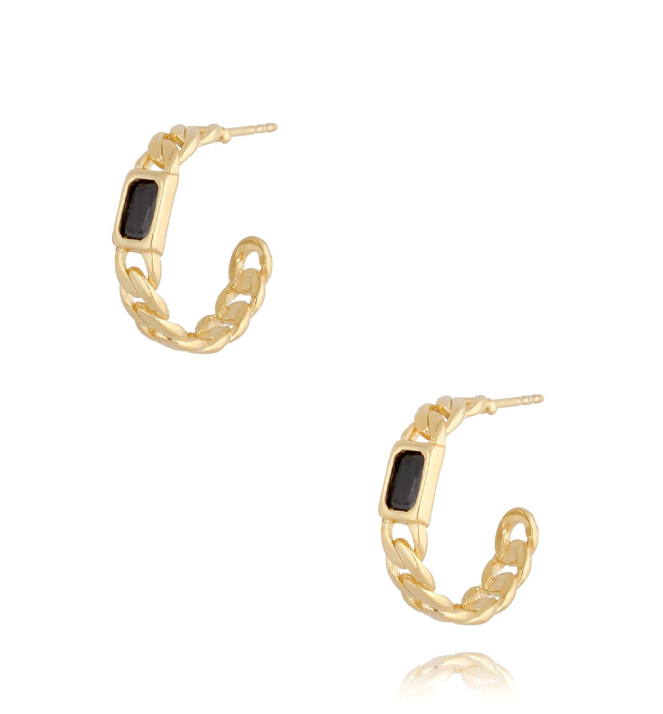 Kolczyki złote okrągłe z czarnymi kryształkami Chicca - By Dziubeka