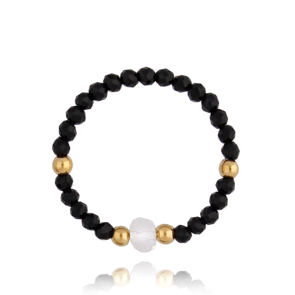 Pierścionek z agatami i kryształem Maurissa - By Dziubeka