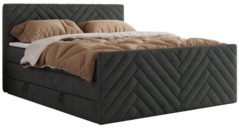 Łóżko kontynentalne MKS Meble PARIS KING DUO 180x200 H3 Ciemnoszary struktura 1szt.