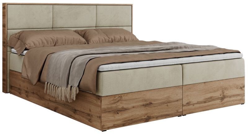 Łóżko kontynentalne MKS Meble ALBERO 2 180x200 H4 Beżowy welvet 1szt.