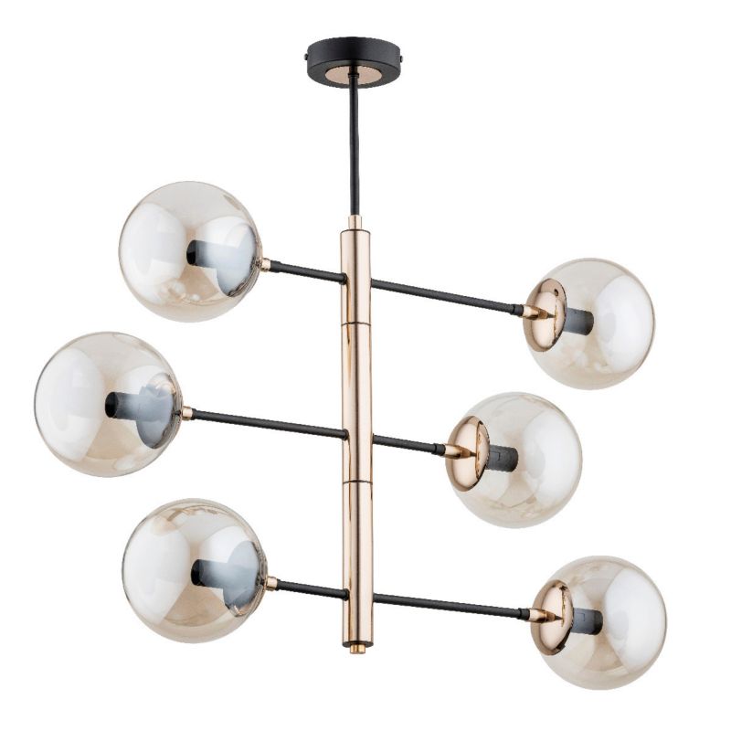 Lampa wisząca Alfa Pesco 0253 złoto-bursztynowy-czarna nowoczesna 6xE14 x 10W 1 szt.
