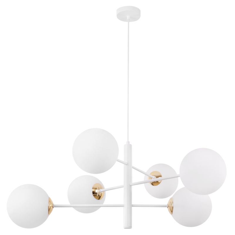 Lampa sufitowa wisząca Light Home LH Venice 6x E14 40W biały/złoty klosz biały 1szt.