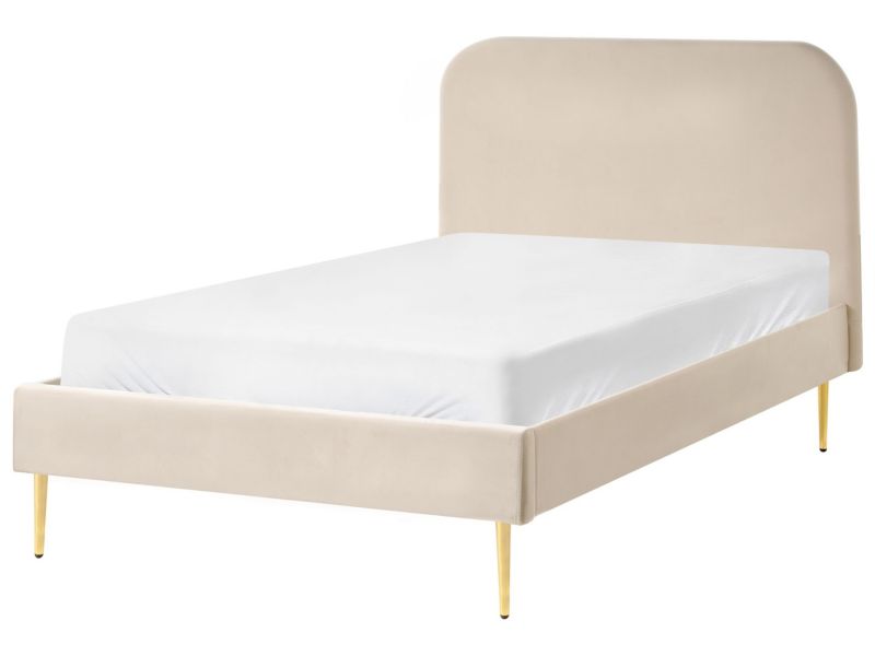 Łóżko Welur Flayat 120 x 200 cm Jasnobeżowy 1 szt.