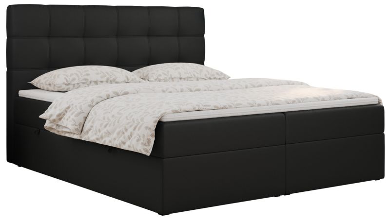 Łóżko kontynentalne MKS Meble ERNI 140x200 H4 Czarny ecoskóra 1szt.