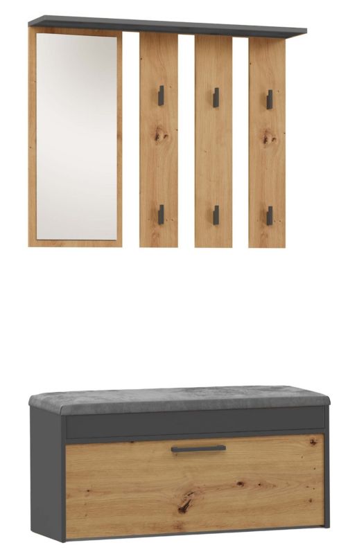 Garderoba Parma Topeshop Antracyt Dąb Artisan - 35x100x180 cm 1 szt.