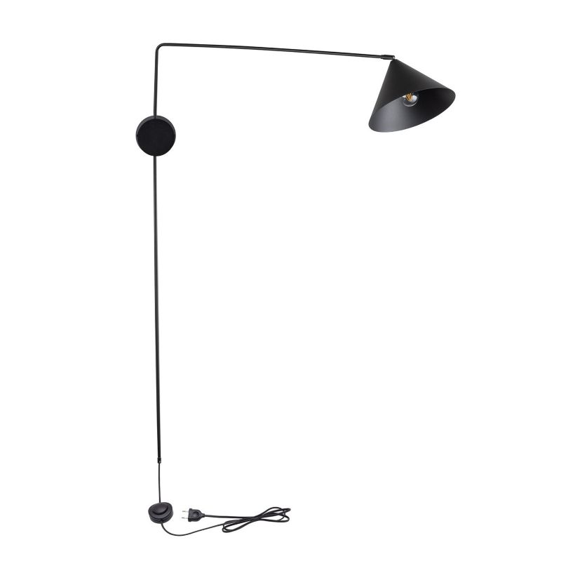 Kinkiet ścienny Sigma Lighting Magic czarny z włącznikiem styl minimalistyczny 1 x E27 x IP20 wym: 135 x 23 x 93 cm - 1 szt.