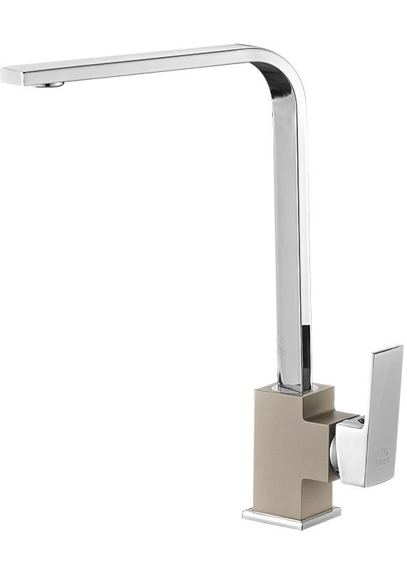 Bateria Zlewozmywakowa, Laveo, Kvadrato Stojąca Wylewka L Ruchoma Chrom Beż 1 szt.