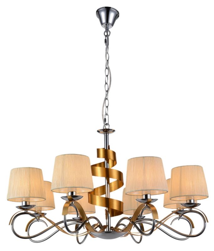 Żyrandol Candellux Denis chromowany-biały-złoty wym: 120 x 80 x 80 cm 8xE14 x 40W 1 szt.