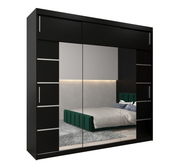 Szafa przesuwna Abiks Verona 4 250 czarny + czarny z nadstawką 1 szt.