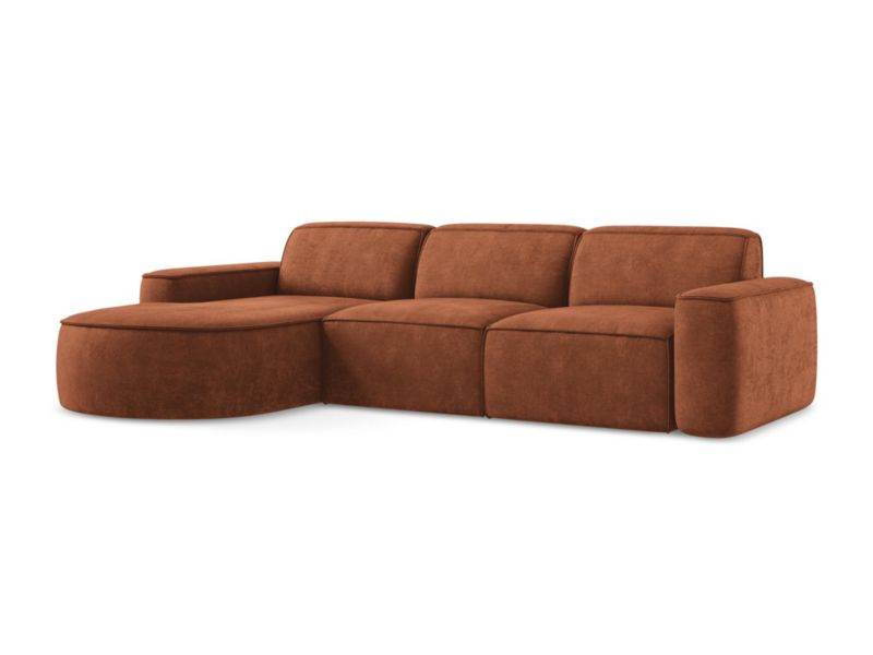 Narożnik lewostronny LaMiaSofa MELISSA z tkaniny szenilowej 284x166 cm terakota 1 szt.