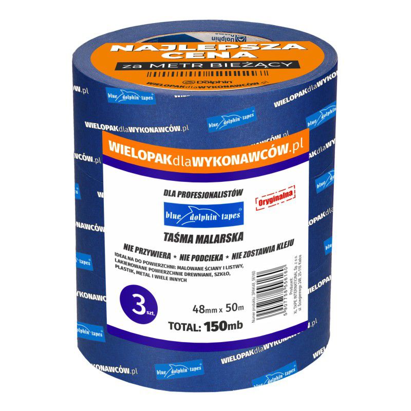 Wielopak taśm malarskich dla Wykonawców, Blue Dolphin, 3 x 48mm x 50m