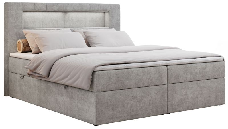 Łóżko kontynentalne MKS Meble GOLD 5 200x200 H3 Jasnoszary struktura 1szt.