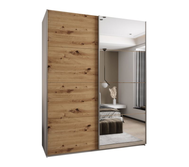 Szafa przesuwna Abiks LUX 3 wysoka szer.200cm biały/artisan/srebrny 1szt.