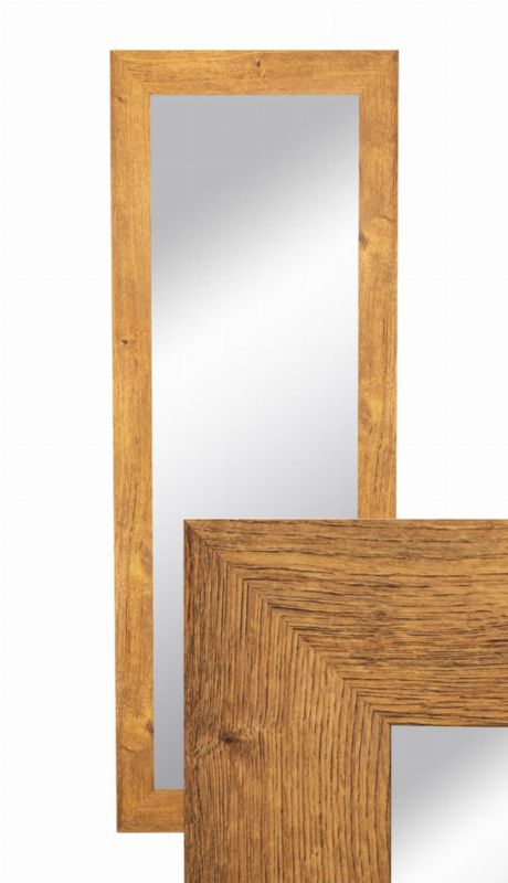 Lustro wiszące BD art w ozdobnej ramie 150x50 cm kolor dąb olejowany do salonu pokoju sypialni 1 szt.