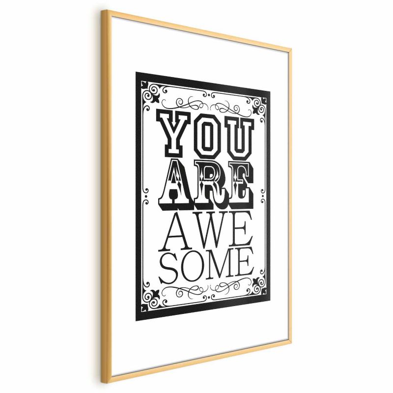 Plakat Artgeist You are awesome 40x60 cm z ramą złotą z marginesem 1 szt