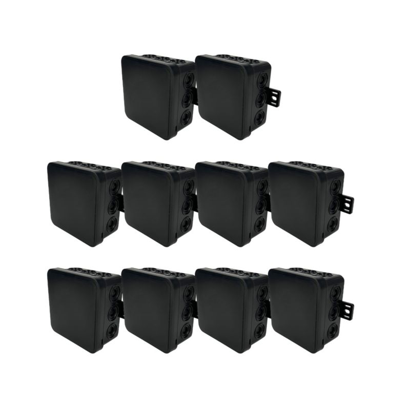 Puszka natynkowa EDO hermetyczna elastyczna 75x75x41mm 12-wlotowa, zamknięcie "na klik" IP54 czarna 10szt.