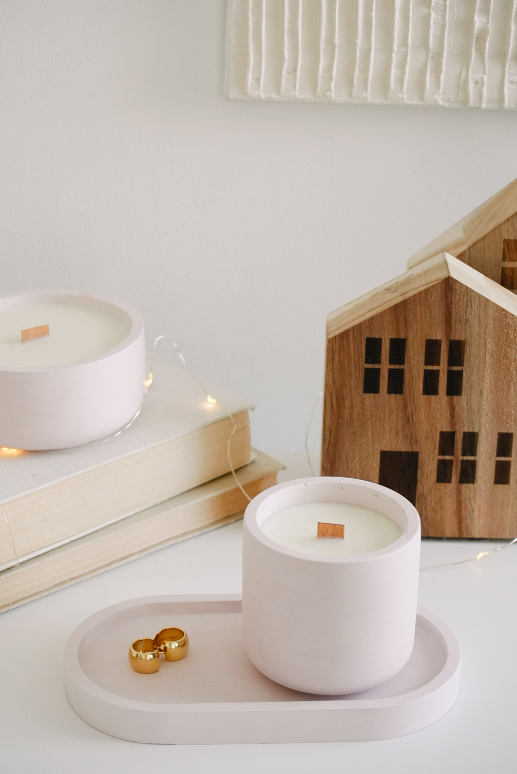 Lillow - Taca, podstawka dekoracyjna do świec i biżuterii - brudny róż - Uszyto w Polsce