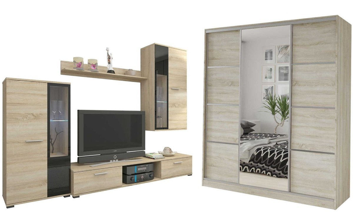 Meblościanka do salonu KUBA i szafa przesuwna 180 cm TOP