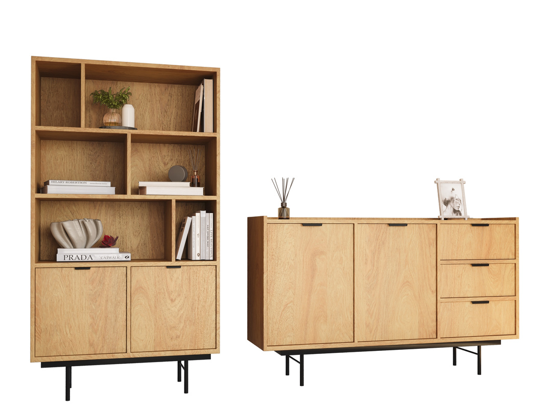 Komplet mebli do salonu hikora naturalna ELVIO