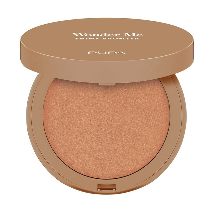 PUPA Milano Wonder Me Shiny Bronzer Rozświetlający wypiekany bronzer 001 Light Neutral, 6 g