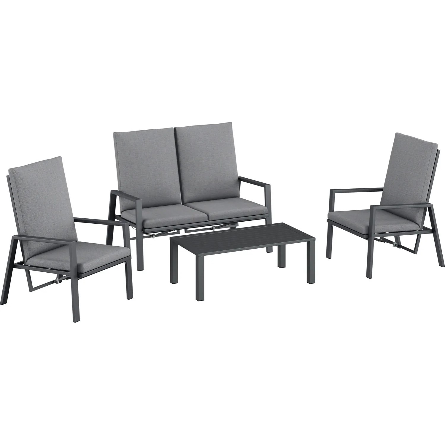 Komplet mebli kawowych WALLOWA szary 4-częściowy