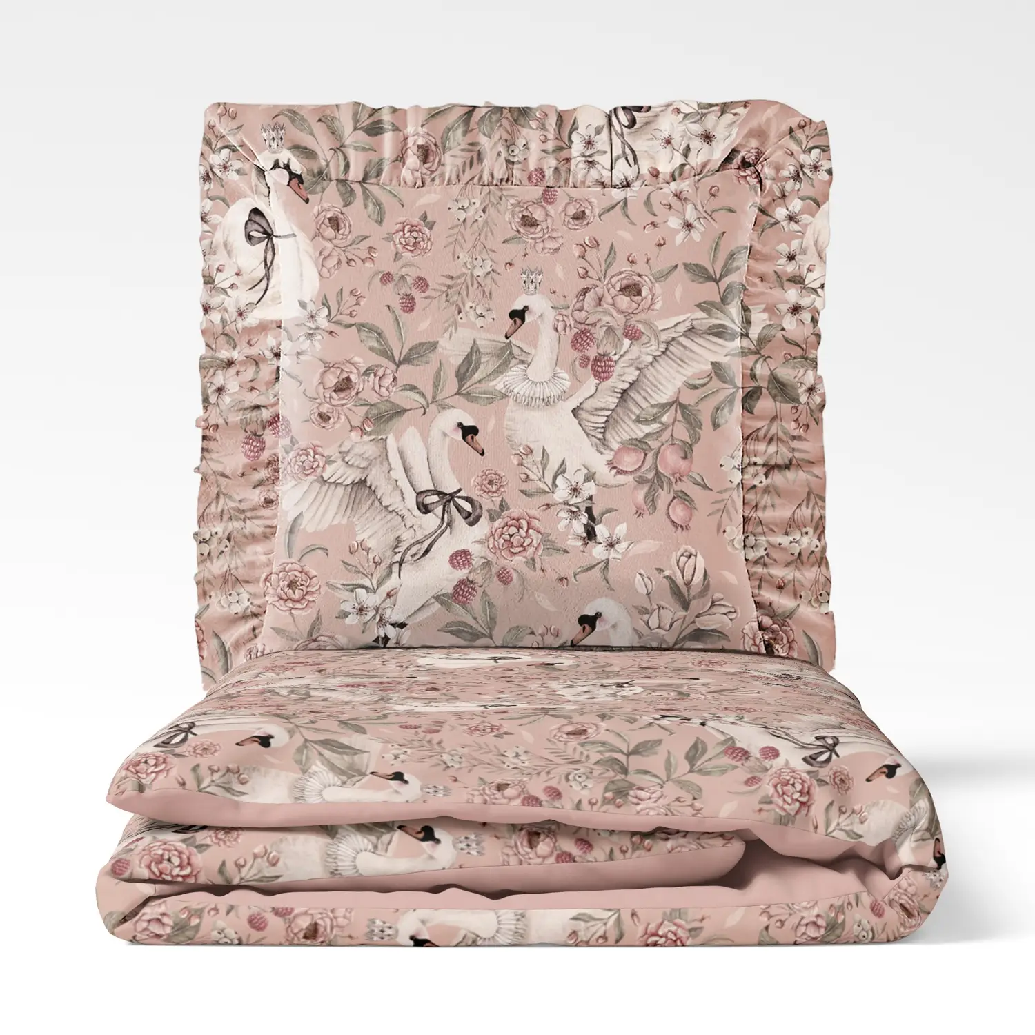 Komplet Pościeli Swan Queen z wypełnieniem 100x75cm