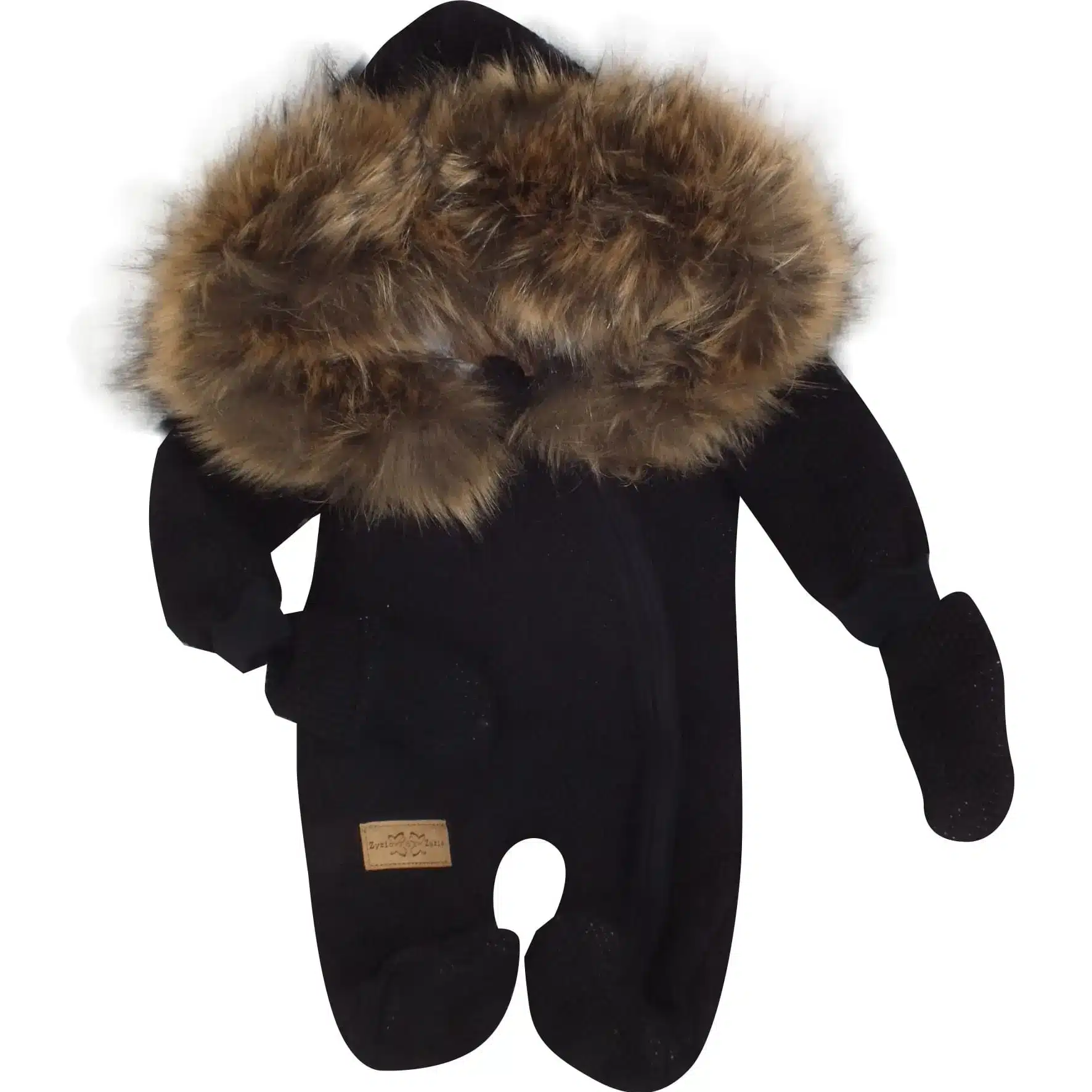 CIEPŁY KOMBINEZON ZIMOWY OCIEPLANY Z FUTERKIEM CZARNY ZZ - 86