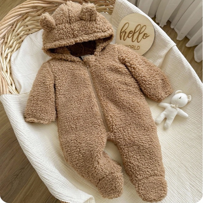 Kombinezon zimowy Miś z kapturkiem i uszami Brąz Rozmiar do Wyboru NS - 0-1m