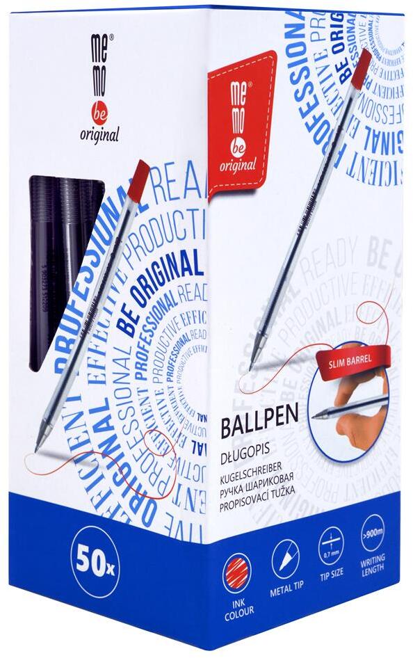 50x Długopis biurowy MemoBe, 0.7mm, czerwony