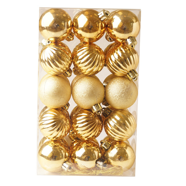 Bombki 30szt w prążki/ mat/ połysk złote
