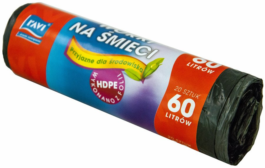 Worki na śmieci z folii HDPE 60L