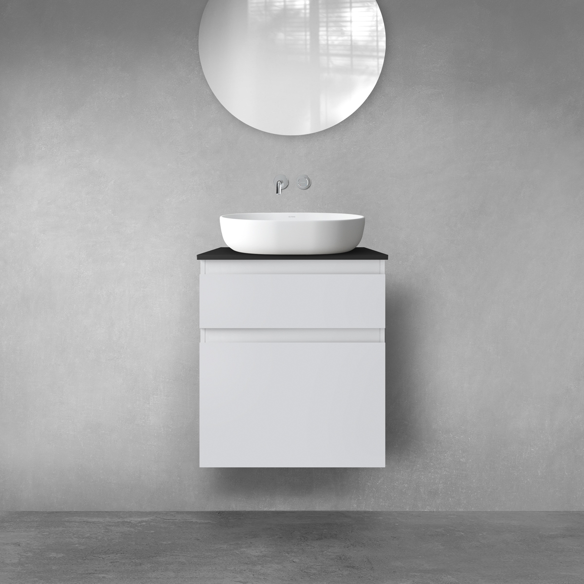 Oltens Vernal zestaw mebli łazienkowych 60 cm z blatem szary mat/czarny mat 68230700 - Wysyłka w 24h