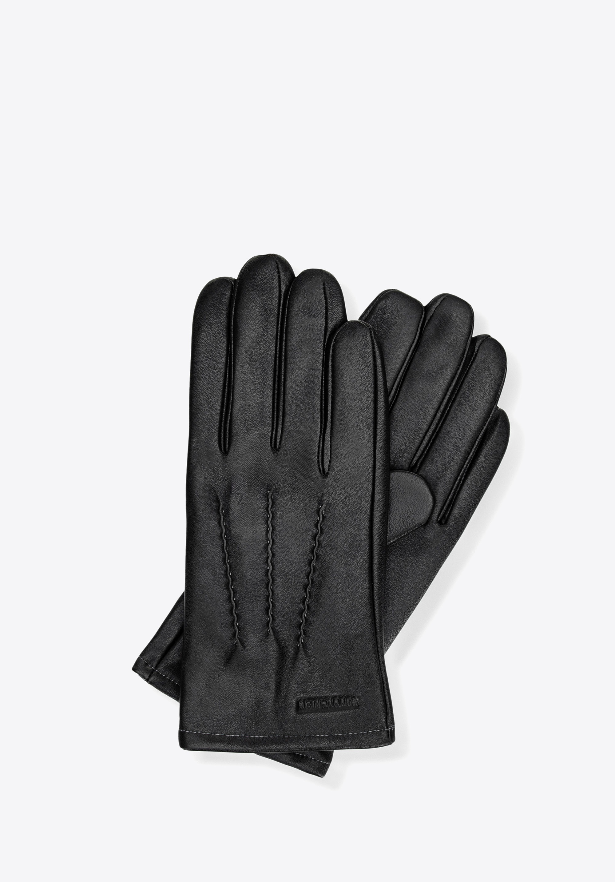 Skórzane rękawiczki męskie z przeszyciami czarne