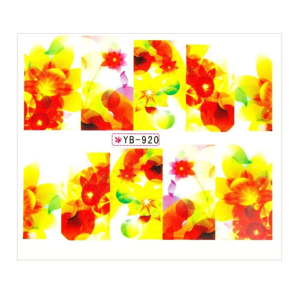 Naklejki wodne do paznokci arkusz 6,5 x 5,5 cm na 10 palców yb Nr 920