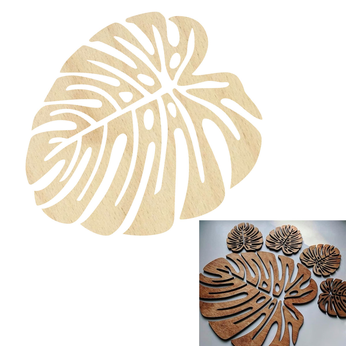 Baza liść monstery taca pod kubek do kawy i herbaty drewniana 30cm