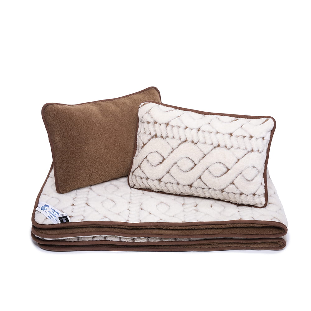 pościel wełniana camel jasny trentino/camel ciemny (kołdra 160x200, 2x poduszka 70x80) (+-5cm)