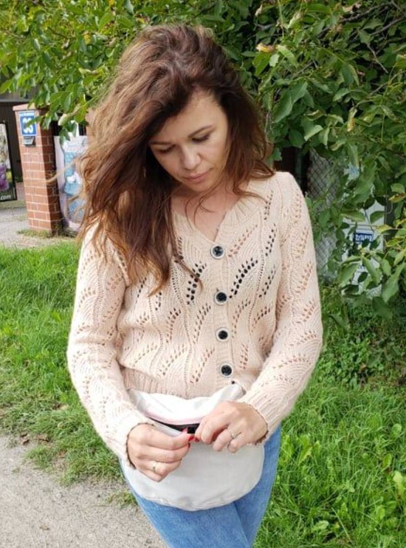 Saszetka biodrowa Diamond Creamy, 60% bawełna 20% len 20 bambus