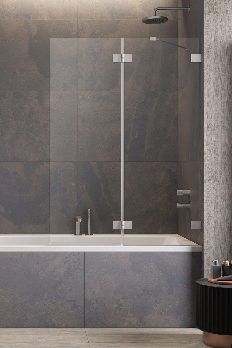 Darmowa Dostawa - Parawan nawannowy 100 cm 2-częściowy szczotkowany/szkło przezroczyste Radaway Essenza Pro Brushed Nickel PND II 101021009101R