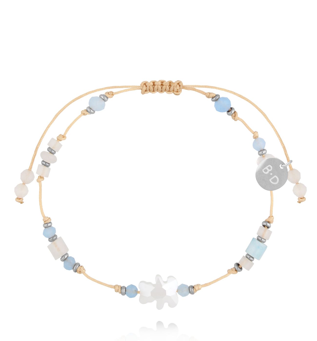 Bransoletka biało błękitna z misiem BMT0283