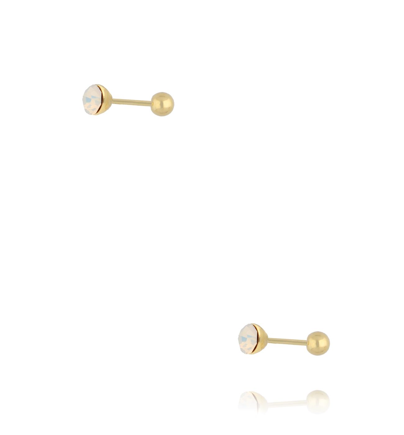 Kolczyki z mlecznobiałym kryształem w złotej oprawie KCA0174