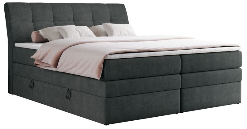 Łóżko kontynentalne MKS Meble GOLD 10 KING 160x200 H3 Ciemnoszary struktura 1szt.