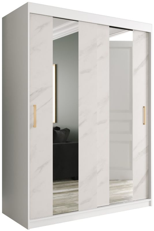 Szafa przesuwna Garderoba Abiks Marmur POLE 150 biały + biały 1 szt.