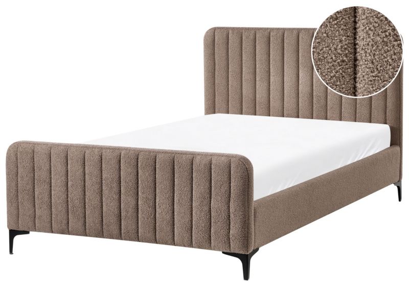 Łóżko Boucle Lunan 120 x 200 cm Beżowoszary 1 szt.