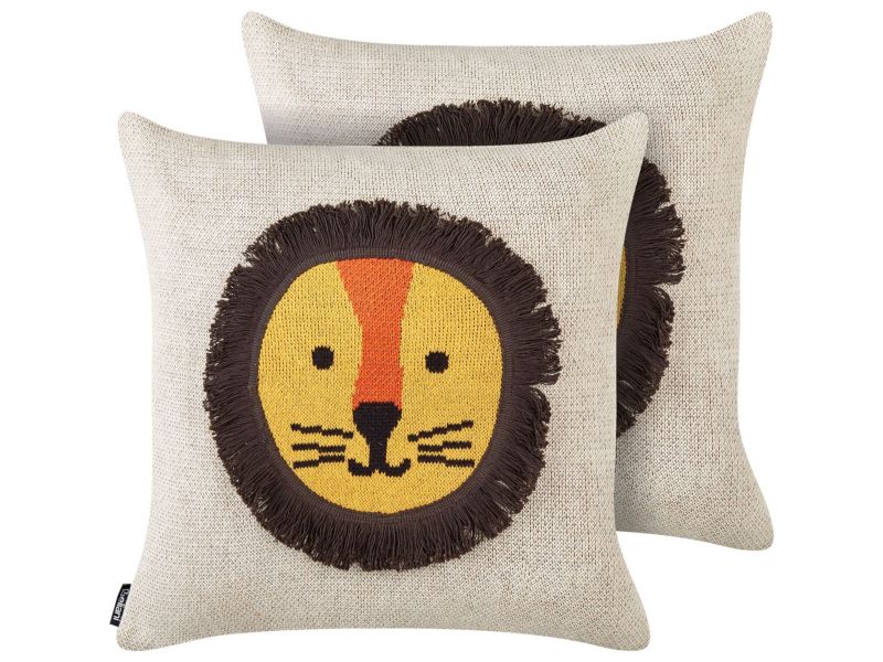 Zestaw 2 poduszek Dla dzieci Sarangar Bawełna 45 x 45 cm Beżowy 1 par.