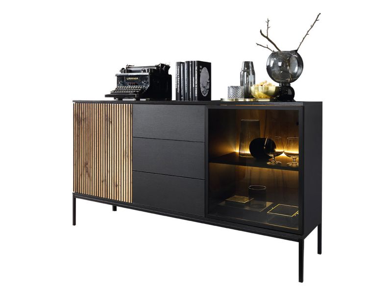 Komoda MIRJAN 24 Sento KSZ154 czarny grafit / dąb wotan 1 szt.