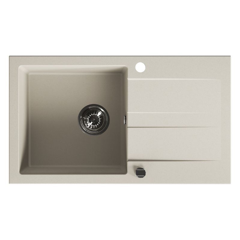 Zlewozmywak Granitowy, Kuchinox, Beżowy, Shire, 44x76cm, z ociekaczem, z syfonem, 1 szt.