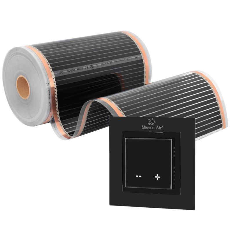 Zestaw folii grzewczych Mission Air IR SILVER 160W 22m²,szer.50cm + Aries LCD Czarny 1szt