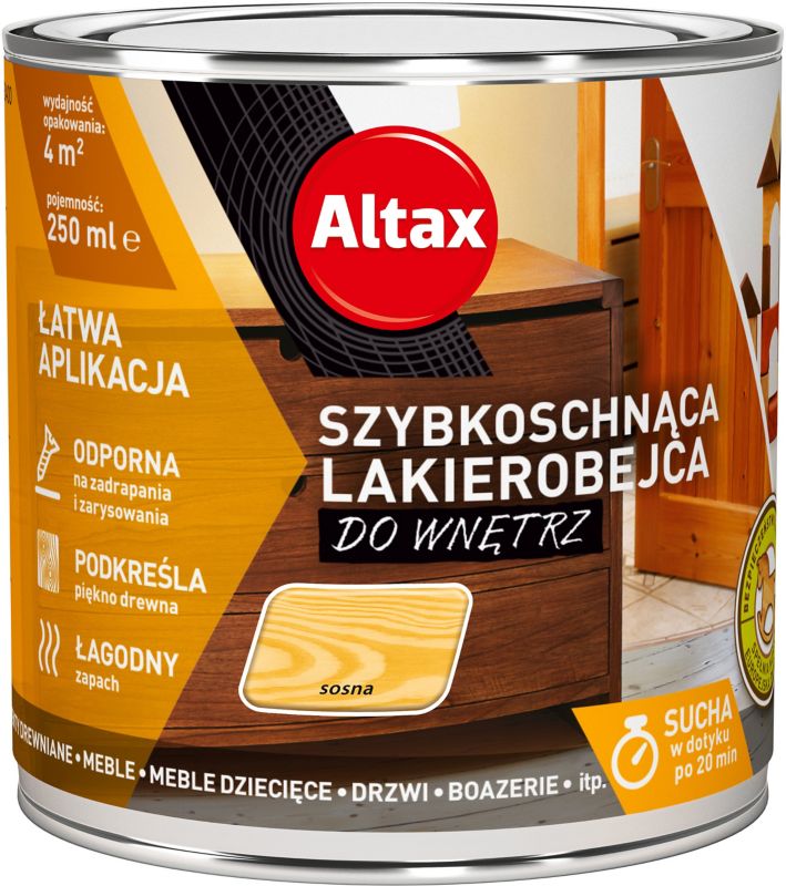 Lakierobejca szybkoschnąca do wnętrz Altax sosna 0,25 l